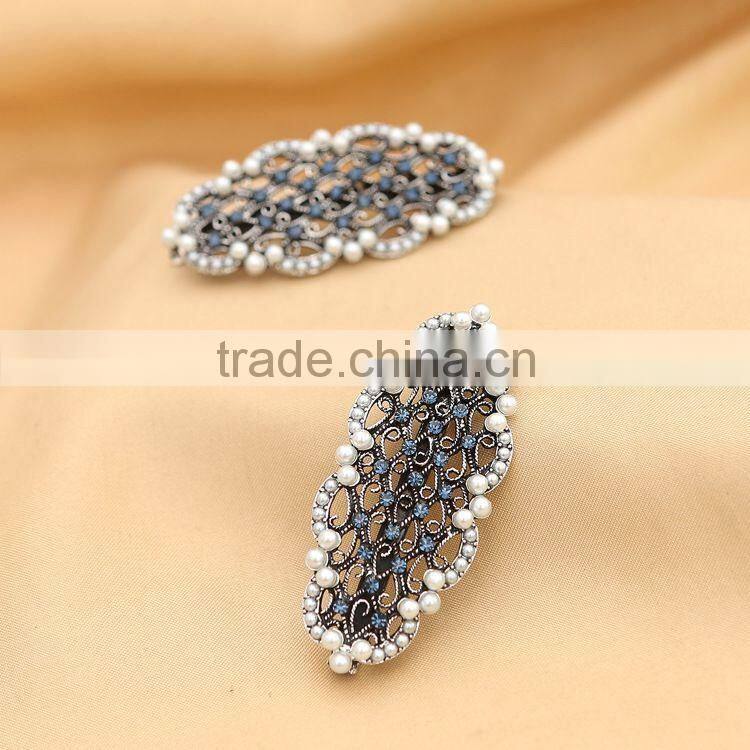 Direct Selling Wholesale Fashion Vintage Colorful Crystal Rhinestones Peacock Hairpin Barrette Hair Clip Hair Jewelry For Women