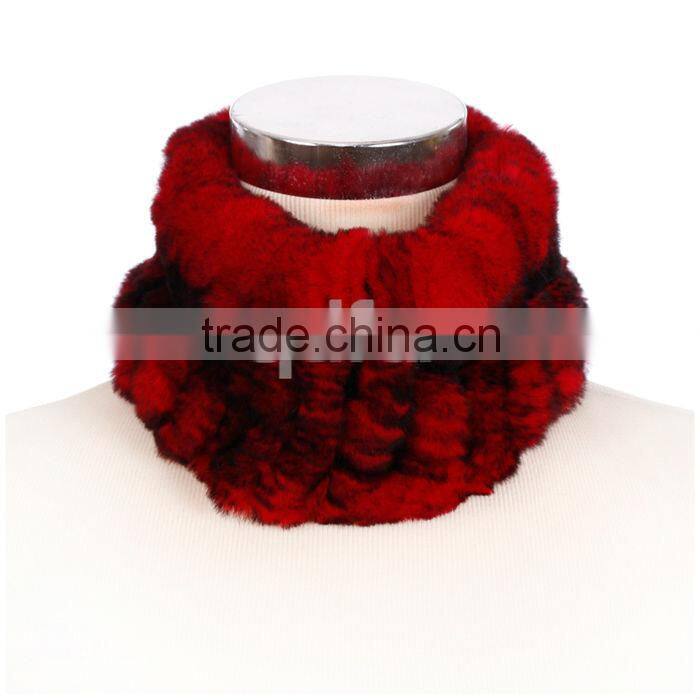 QD30440 Lady New Design Warmer Real Rex Rabbit Fur Scarf