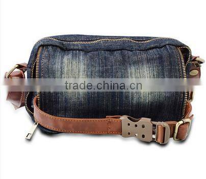 Latest arrival denim fancy back pouch multi-pockets waist bag with mobile phone