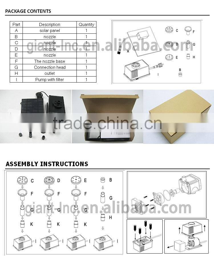 7V 1.5W Low Noise Portable Solar Pond Pump