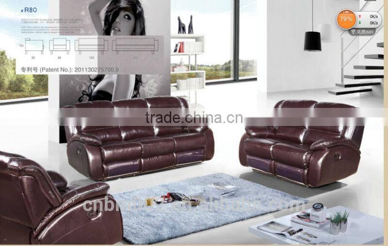 Red electric and manual Recliner chair 1+2+3 set top grade leather