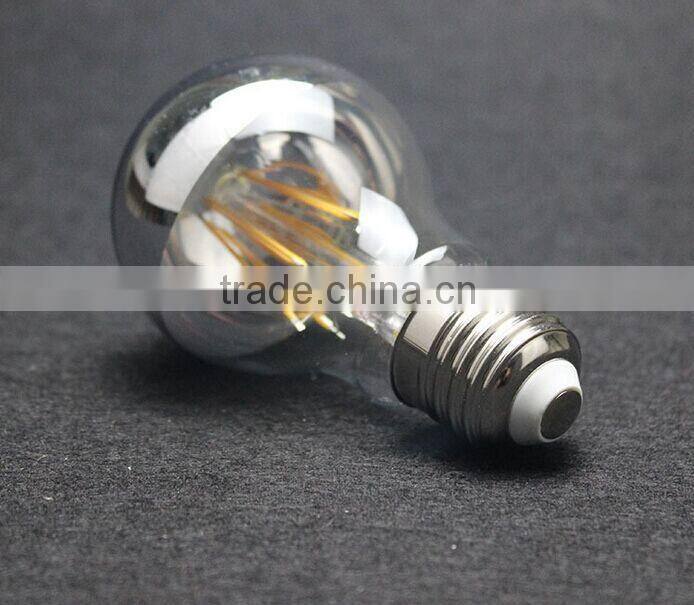 A19 led filament bulb half chrome mirrow silver painted decorations indoor