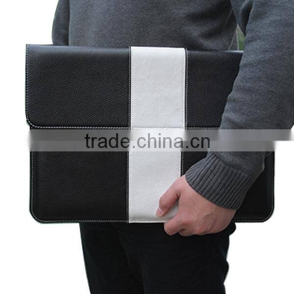 Full grain leather long protective laptop sleeve