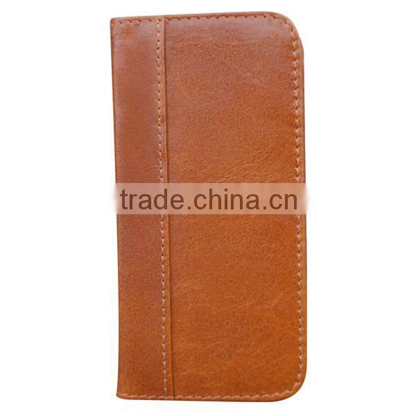 Brown oil wax leather Wallet case for 6S, case for iphone 6S with file pocket