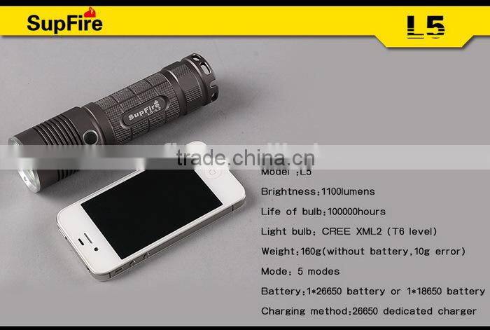 Hot sale high quality SupFire L5 aluminum waterproof high power rechargeable led flashlight