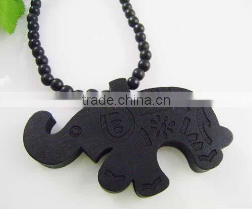 elephant wood pendant necklace for wholesale