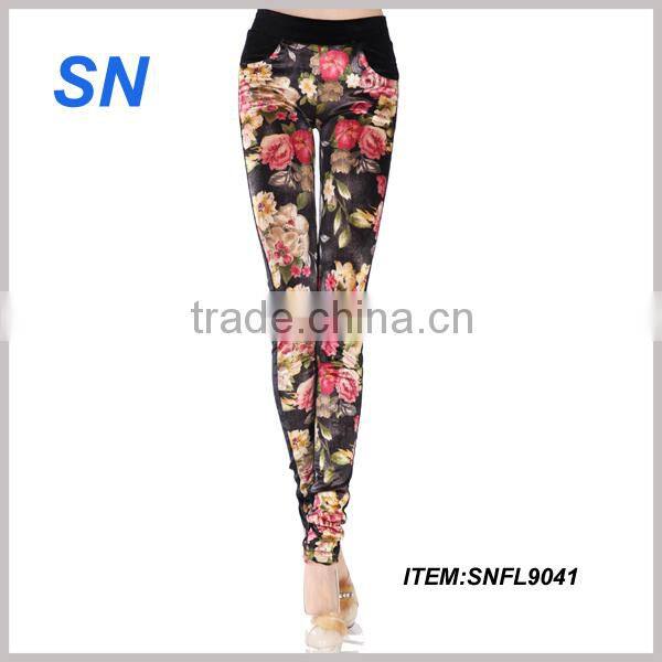 print leggings jeggings fashion design with flower