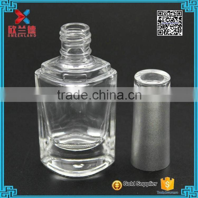 Wholesale empty custml clear 10ml unique shape glass nail polish bottle with screw cap