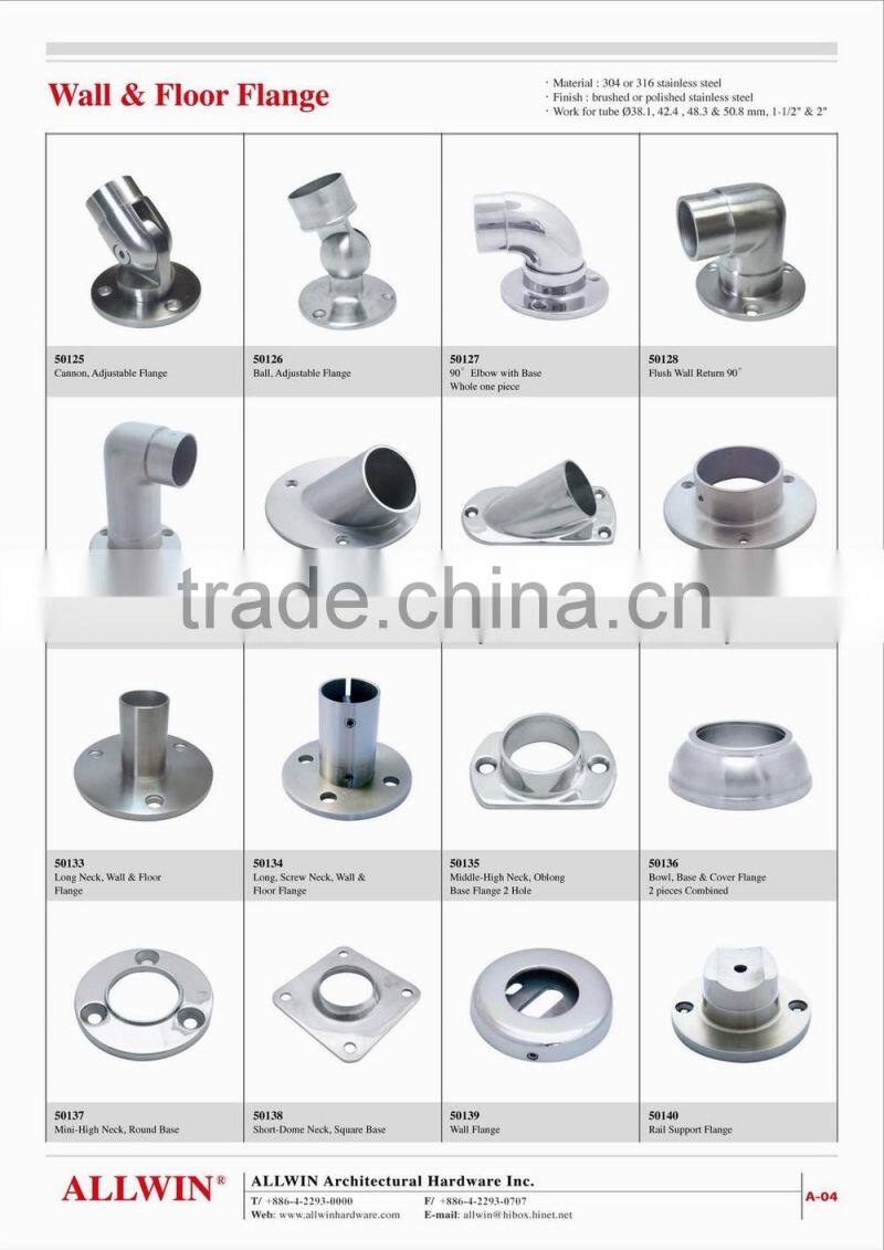 45 Degree Stainless Steel Angle Round tube Floor Flange