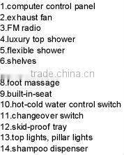 Corner whirlpool shower steam room