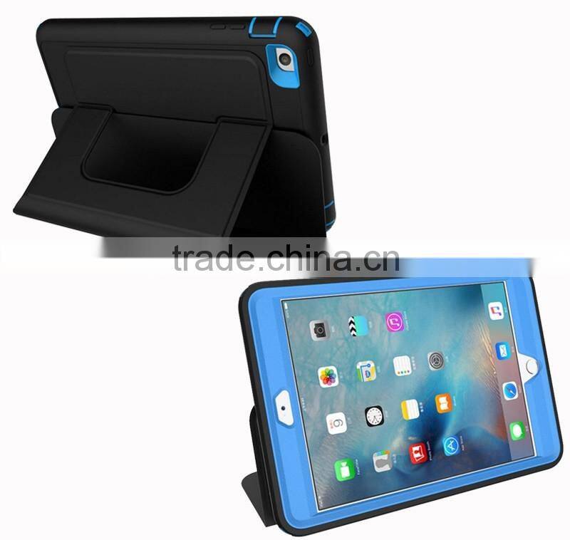 For iPad mini 4 shockproof rubber rotated foldable stand folio cover case