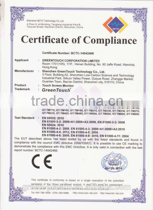 22'' high resolution computer monitor,industrial touch desktop monitor,TFT LCD Resistive screen monitor with VGA,DVA