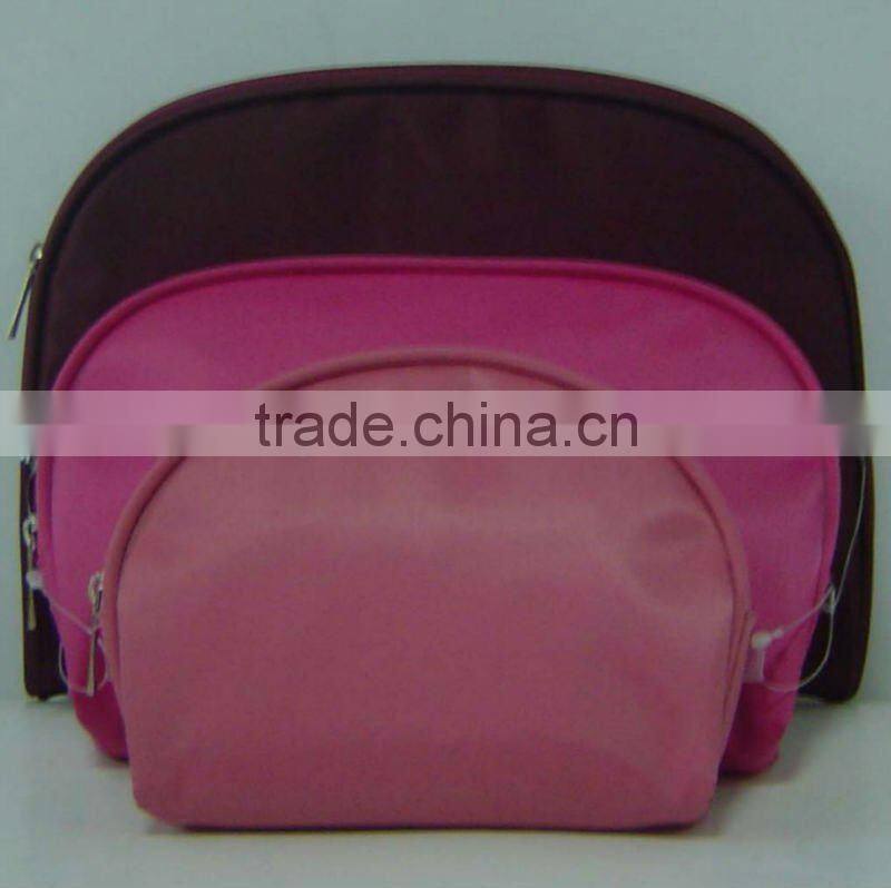 New Zipper microfiber Travel Ladies three-piece Cosmetic Bag set
