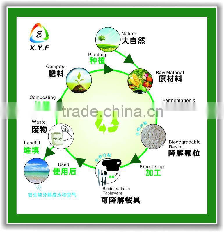 biodegradable disposable cornstarch 9 inch plastic plate with shrink pack