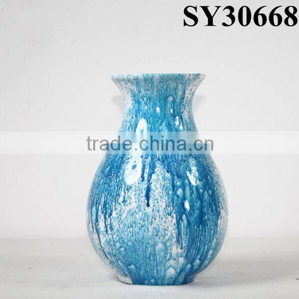 Glazed vase for home decoration blue small flower vase wholesale