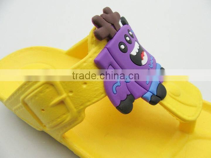 Children summer yellow EVA thick bottom clip toe slippers