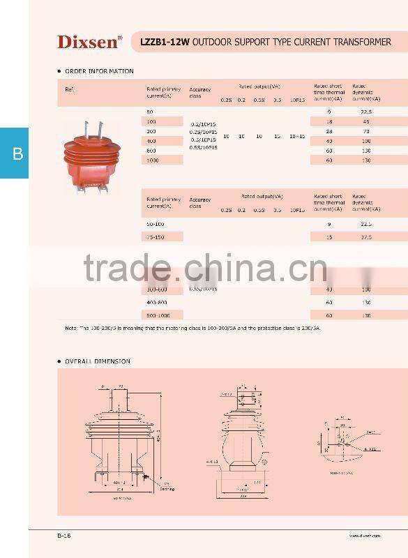 LZZB1-12W support type 10KV,12 KV medium voltage outdoor type CT