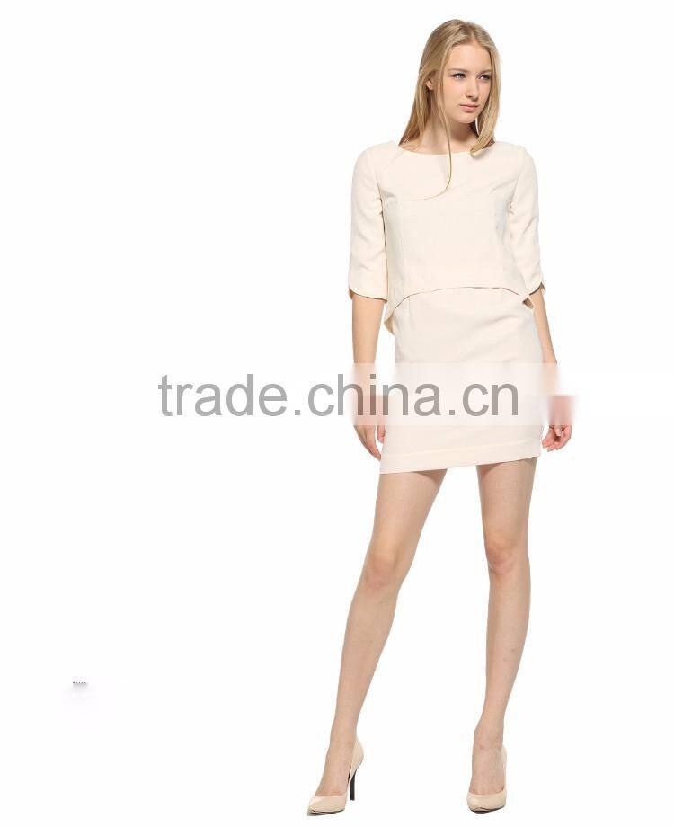 Women's False Fake Two Pieces Wear to Work Party Short Sleeve Dress OEM Type ODM Manufacturer Clothes Factory Guangzhou