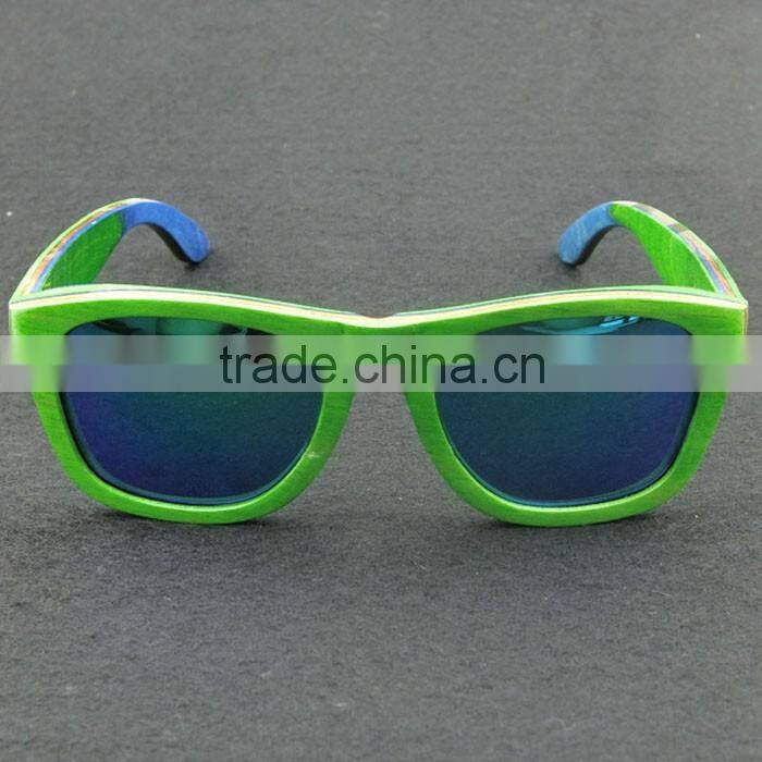 Recycled skateboard bamboo italian wood sunglasses