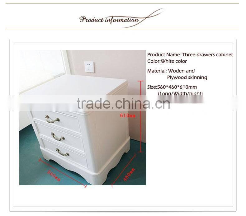 Cheap modern nightstands/two small nightstands/solid wooden bedside cabinet with three-drawers