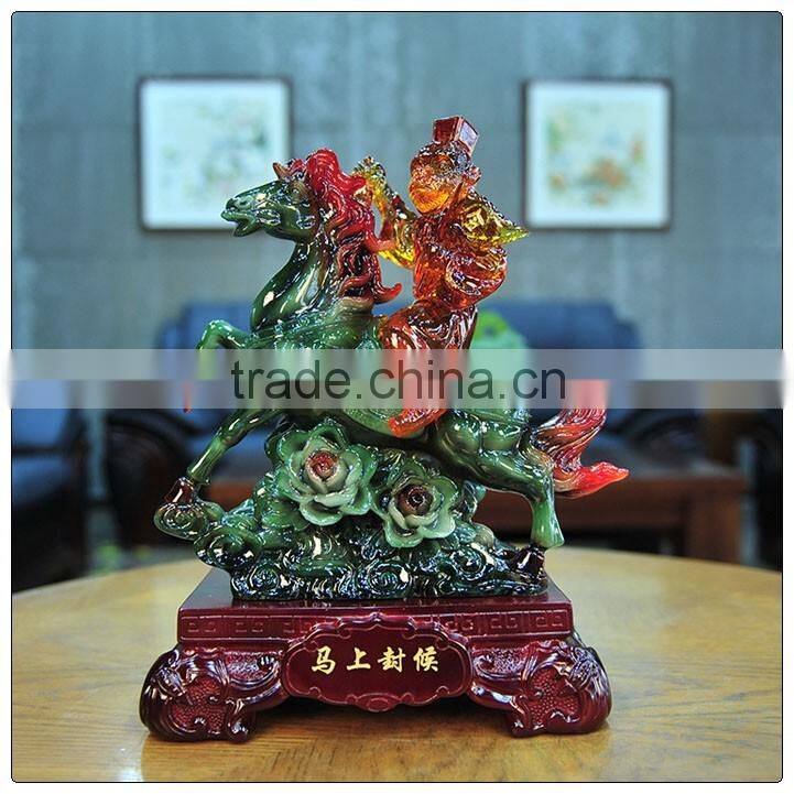 Resin Liuli color monkey in the elephant statue ,chinese zodiac statue