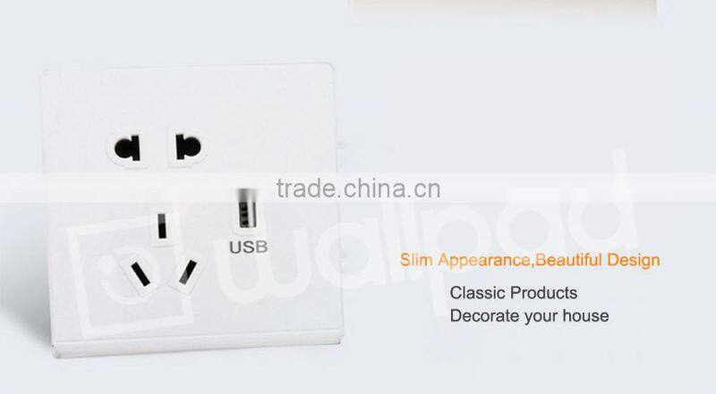New Design Wallpad High Quality White PC110~250V Electrical Wall Socket with Usb Charger Port USB Power Wall Light Socket EU UK