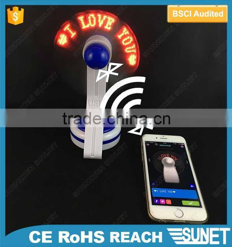 bluetooth phone changeable programmable led message handheld fan