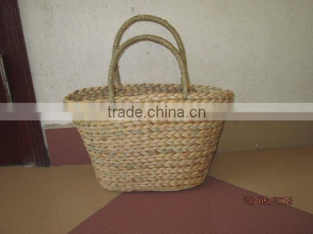New produts! Eco-friendly water hyacinth handbag with leather handles, fashionable looking, cheap price, from Vietnam