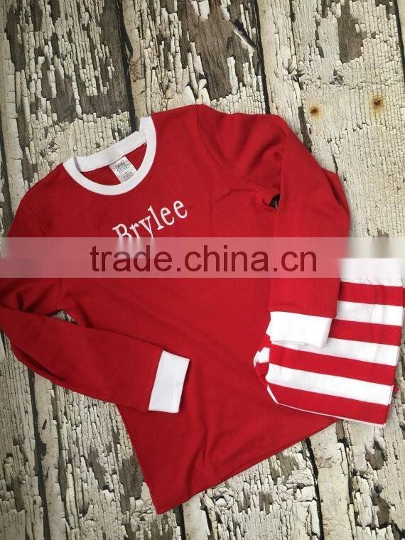 monogrammed christmas pajamas for kids/100% cotton pajamas/plain pajamas