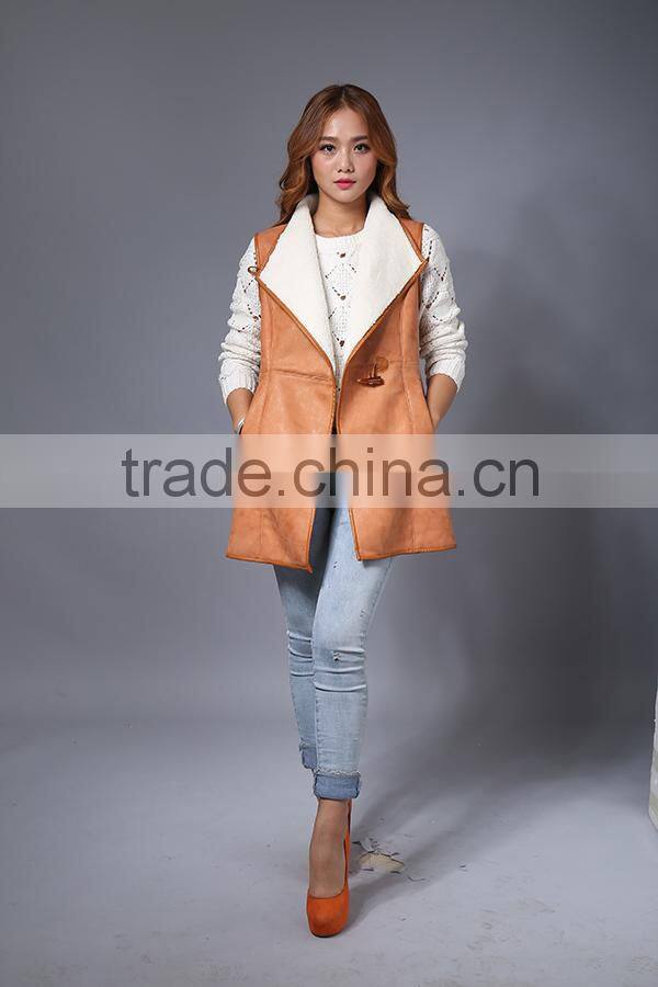 Women Real Leather Fur Vest / Lamb Fur Vest For Lady
