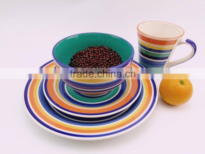 12pc/16pc/18pc stoneware hand painted dinnerware /2016 new design/90cc cup&saucer/ECH069