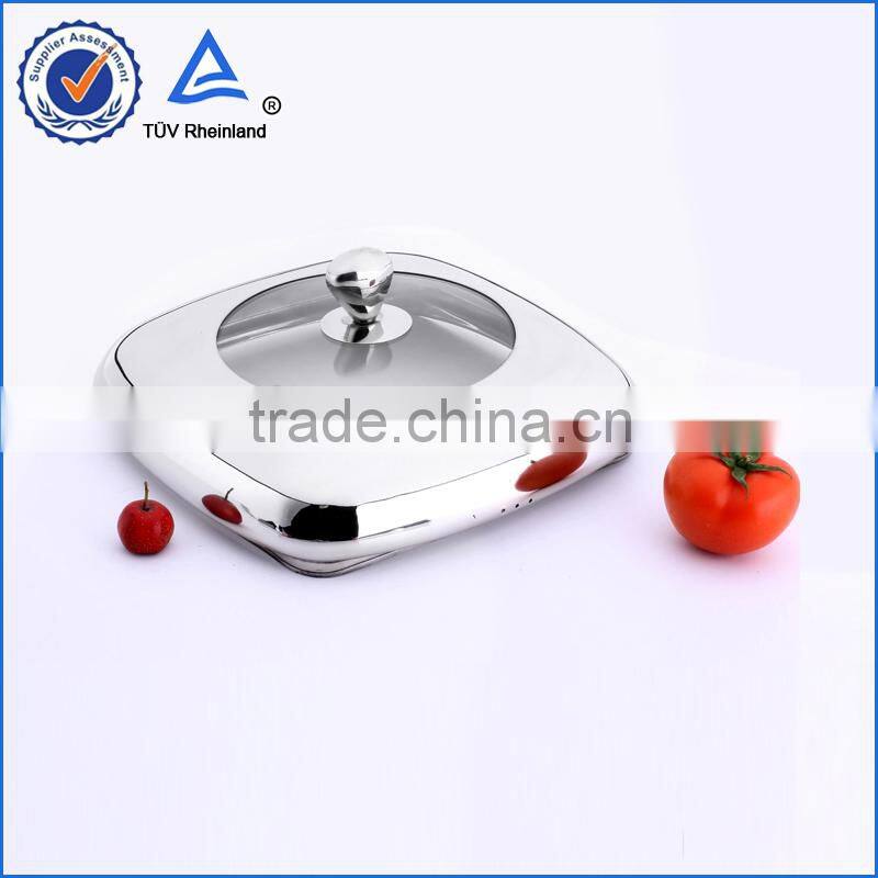 New design universal half stainless half glass pot lid