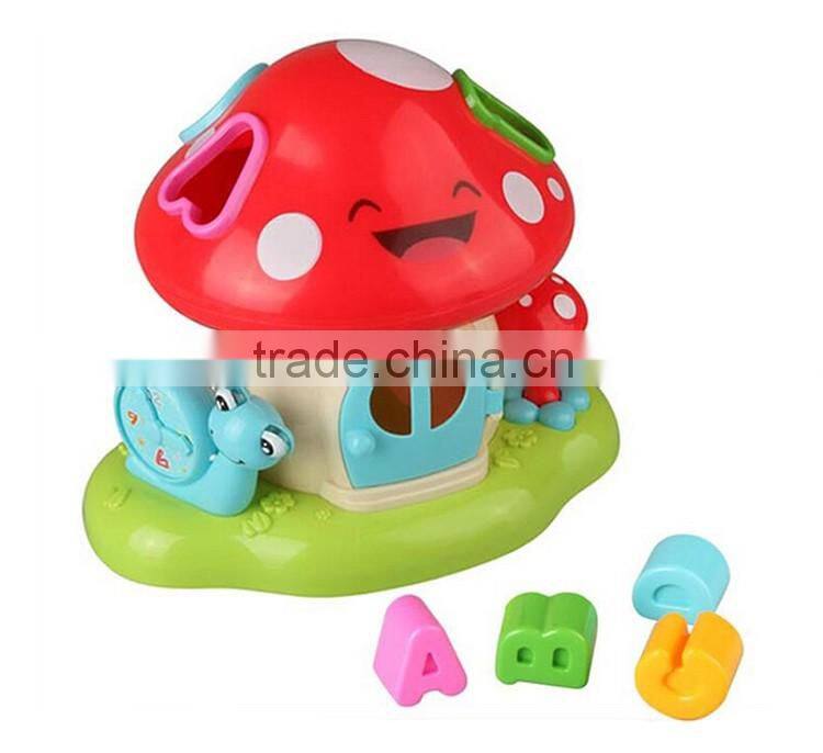 Best gift cute blocks playhouse mushroom toy with light and music