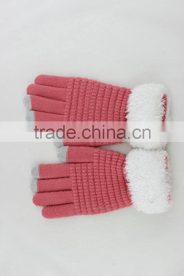 Winter warm touchscreen glove with three conductive fingertips for smart phone