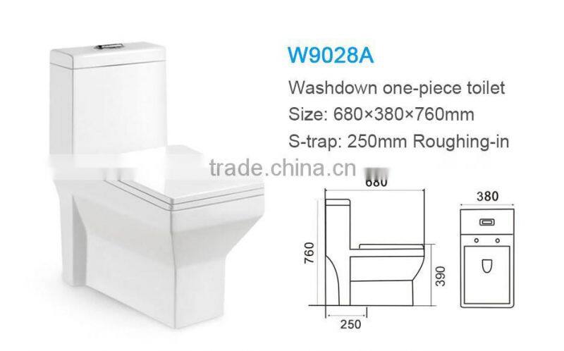 Restaurant ceramic building material sanitary ware one piece toilet square