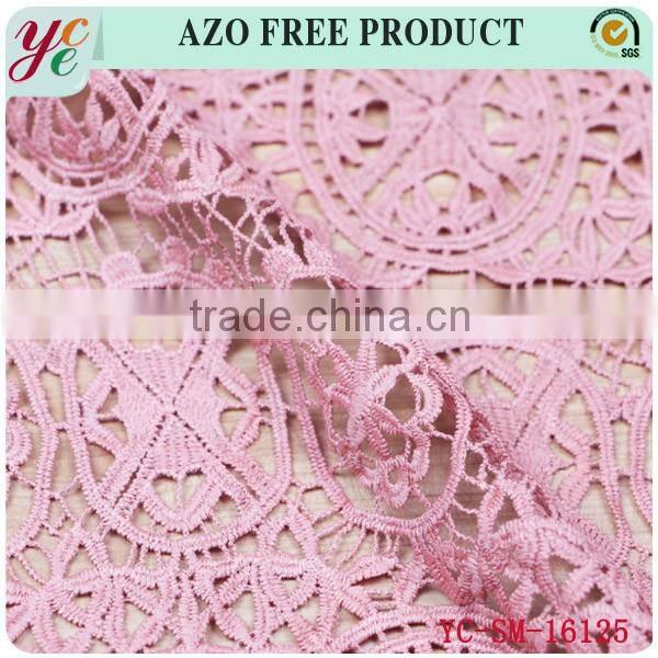 Dark color fashion eyelet embroidery fabric chemical lace fabric for garment