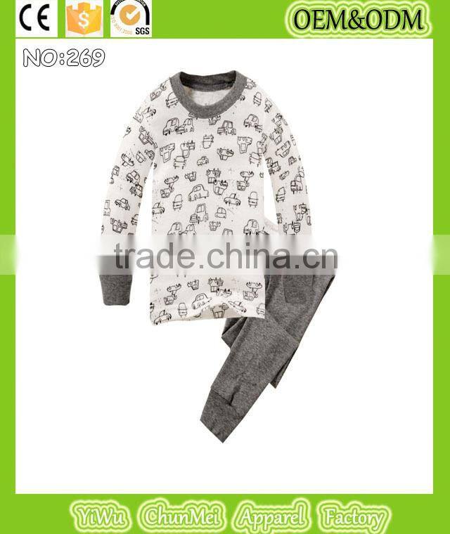 2015 new arrival kids clothes boys clothing baby cars printed pajamas 100% cotton pyjamas long sleeve sleepwear for 2-7years