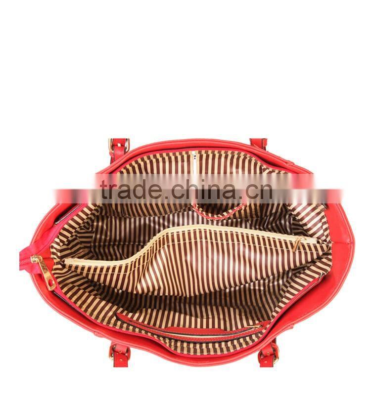 Faux Leather Large Branded Handbag Tote Bag with Zipped Charm