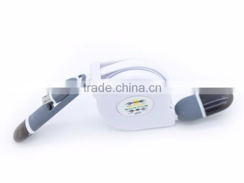 fashion retractable two in one usb cable for micro android htc lg