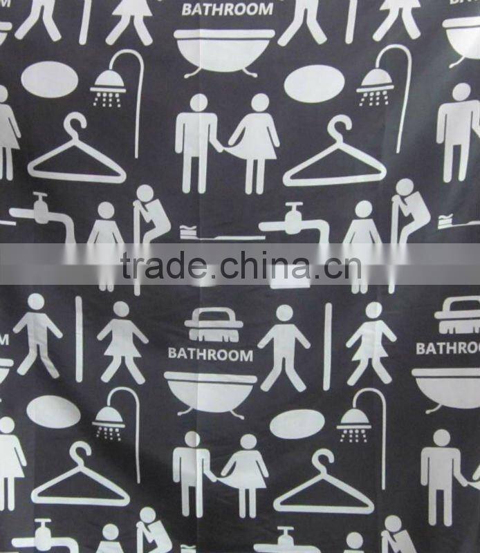 restroom series polyester shower curtain with resin hooks