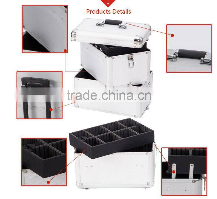 China Factory Price High End Quality Makeup Professional Aluminum Cosmetic Cases with Separable Multilayer Trays