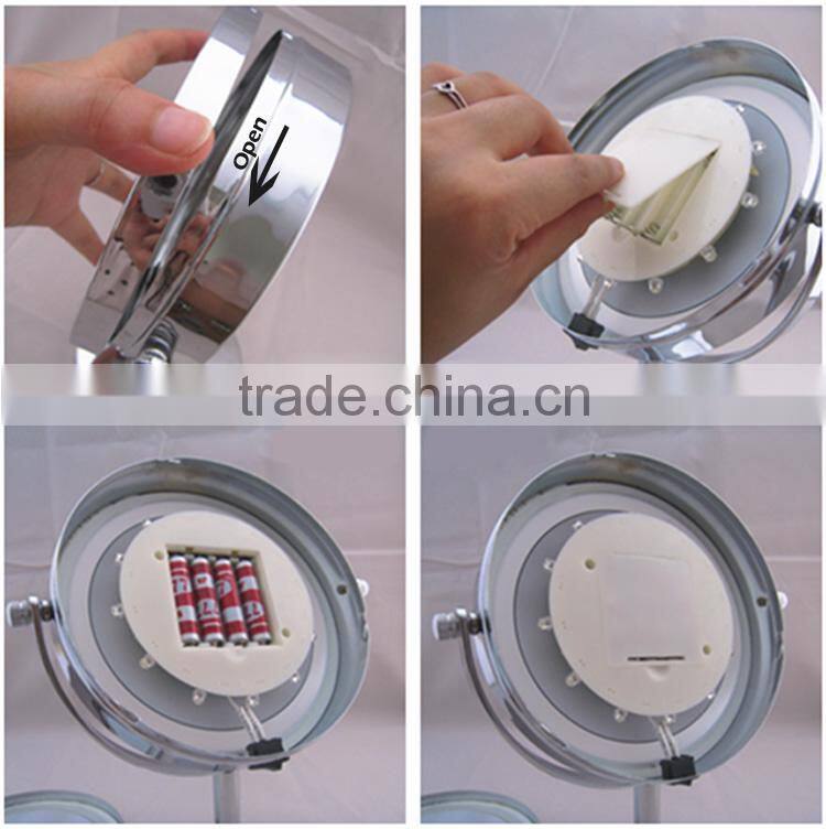 Desktop 5X magnification makeup mirror with light