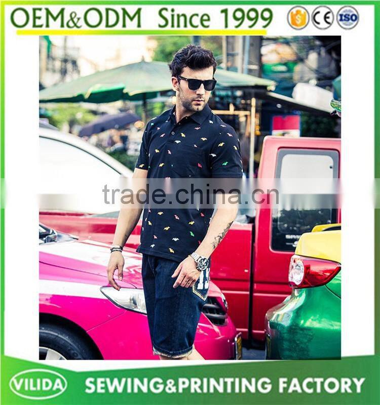 Europe style big size polo shirt for fat men's wholesale full printing polo shirt