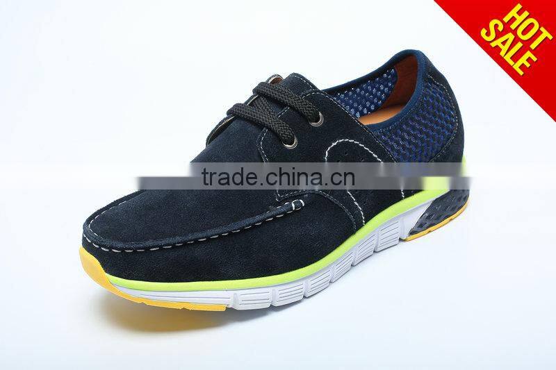 High class height increasing blue nubuck branded italian mens shoes/ man soft sole shoe/shoe brand in franc