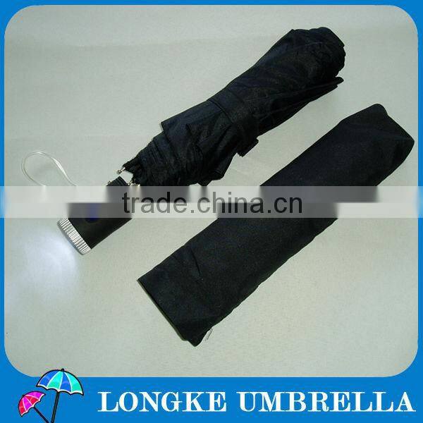 3 fold umbrella with torch handle/LED light umbrella