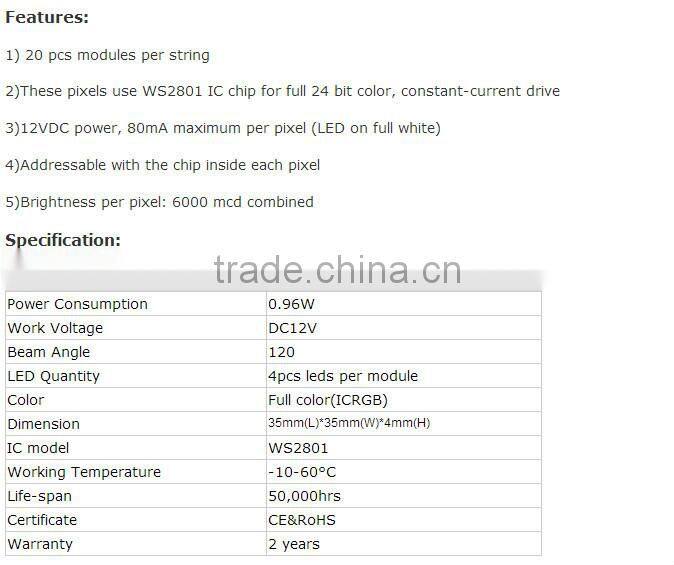 Discount ! Programmable decorative Shining dmx led light module 4leds ws2801