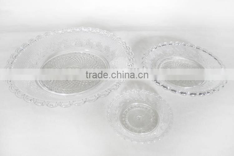 cheap bulk glass dinner plates with embossed flower design