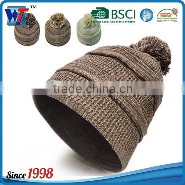 Custom Winter Mens Beanies Knitted Hat With Leather Patch Label