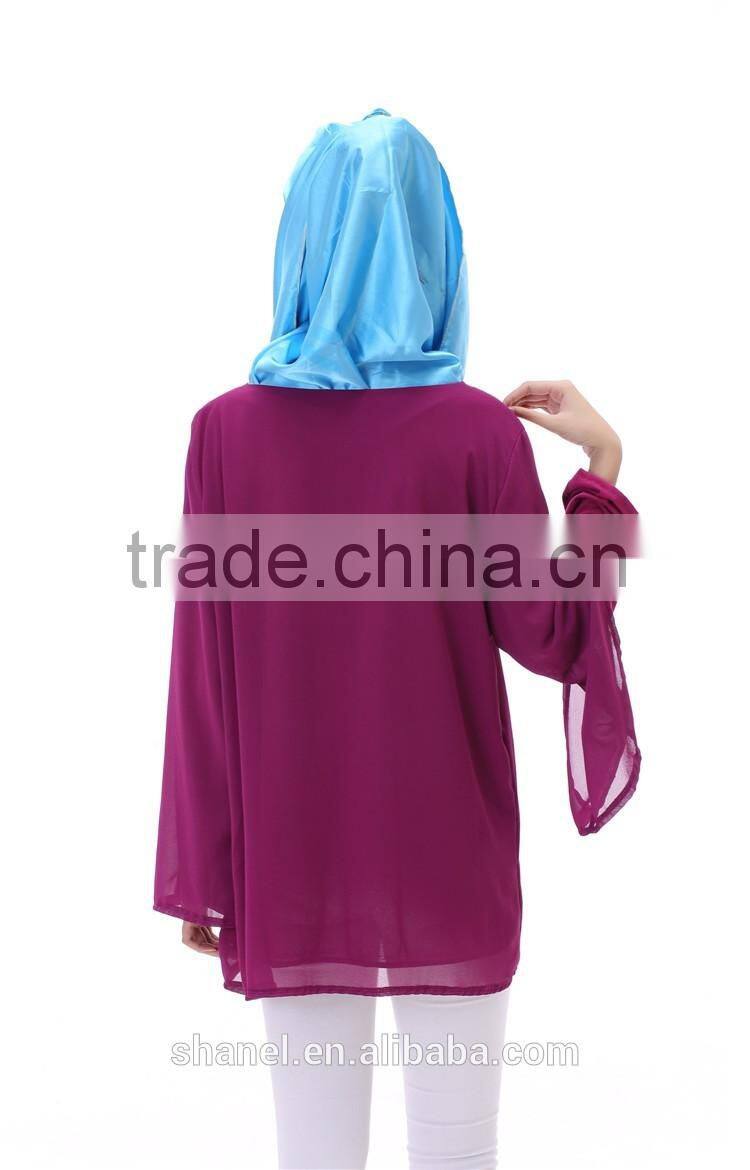 2016 latest design chiffon muslim women tops islamic tops blouse