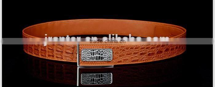 Genuine Crocodile Leather Belts for Men Classsic Buckle Belt Brown